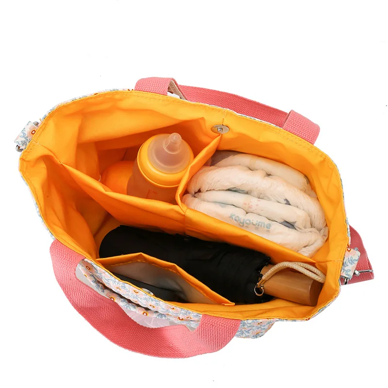 Mommy Bag Go Out Large-capacity Multi-function Mother Bag Bear Broken Flower Hand-held One-shoulder Mother And Baby Bag