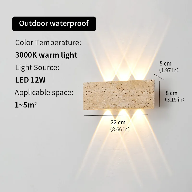 Wabi-sabi LED Wandlamp Tuinlamp Steen IP65 Buiten Waterdicht Nachtkastje Retro Schansen Verlichtingsarmatuur Woondecoratie Binnen