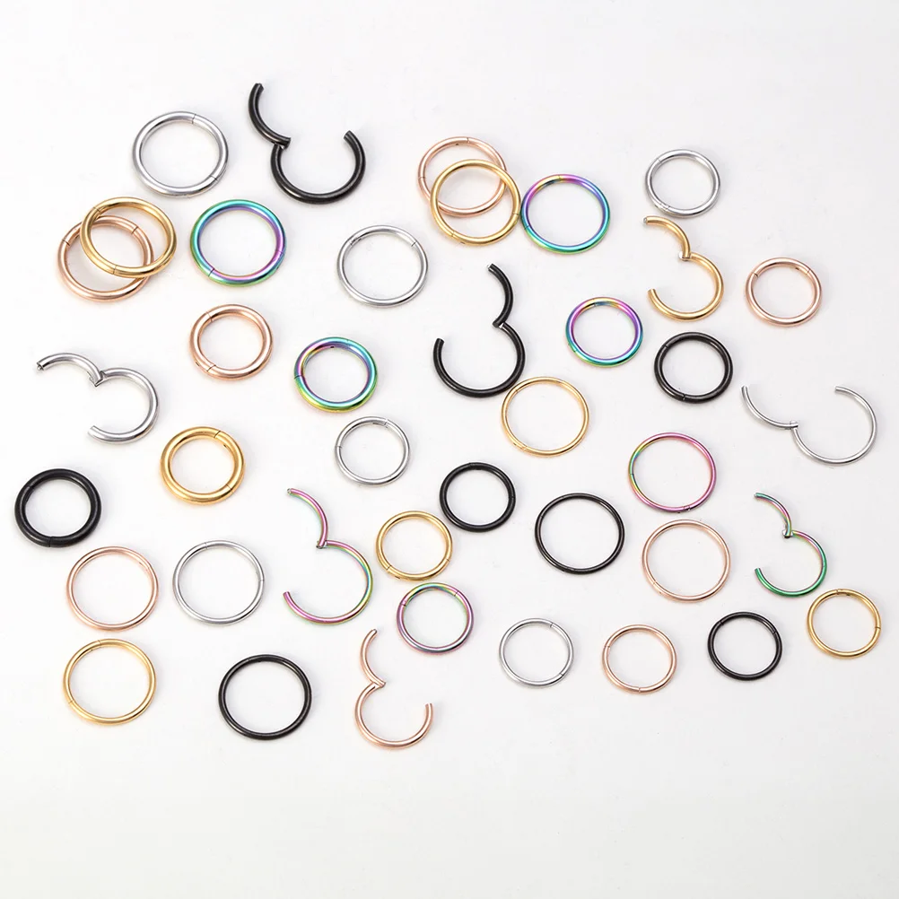 1pc 0,8-1,6mm Klapp Septum Clicker Segment Nase Ring Lip Ohr Knorpel Ohr Helix Körper Schmuck chirurgische Stahl Piercing Ring Hoop – Detail 7
