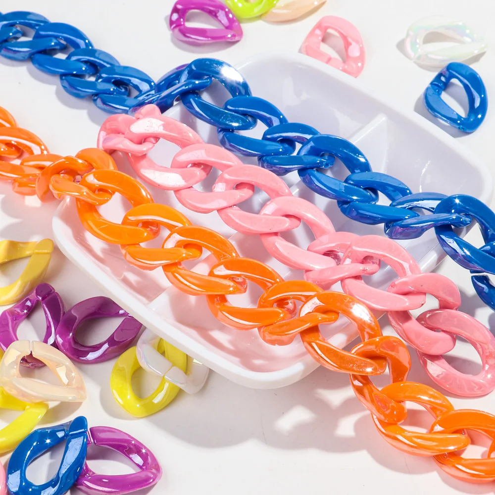 سلسلة ربط مربعة أكريليك قزحي الألوان ، حبة فضفاضة للقلادة ، صناعة سلسلة النظارات ، إكسسوارات مجوهرات تصنعها بنفسك ، 17x22 ، 40 #5