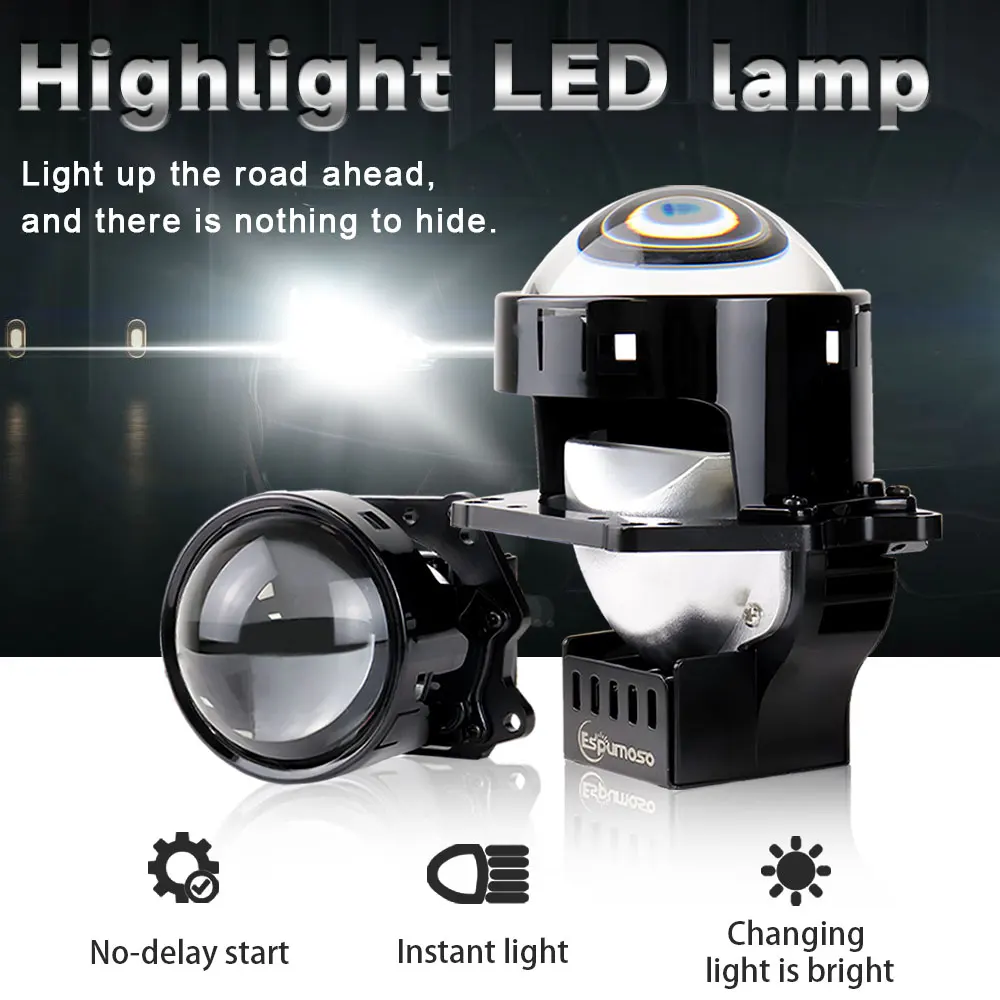 

2pcs Bi LED 3 Inch Car Projector Lenses Headlight For Hella 120W 40000Lm Car LED Lights Diode Headlamp