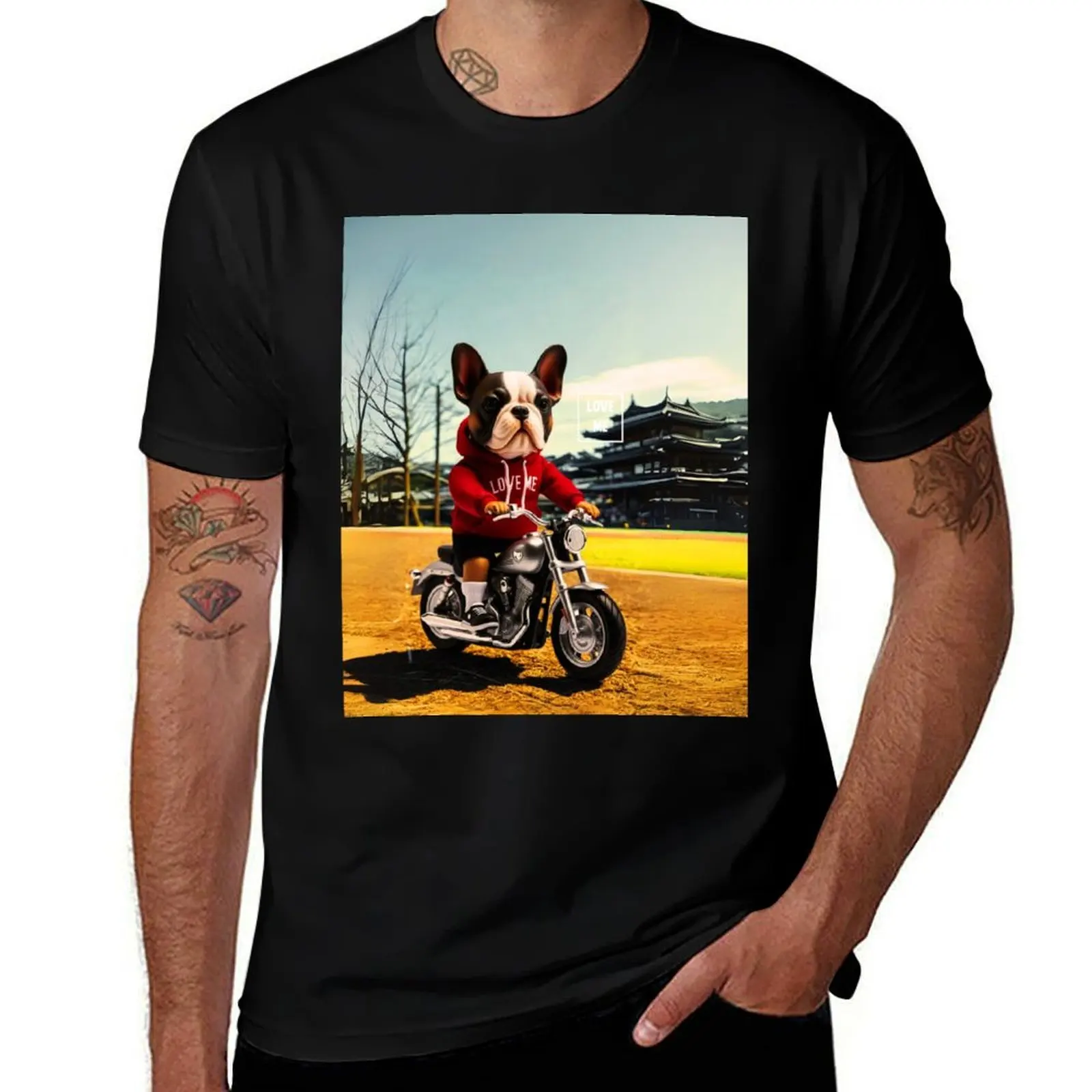 

[ME] French Bulldog Moto Rider 3 (love me in Japan) T-Shirt blacks Funny t-shirts vintage designer shirts mens t shirt
