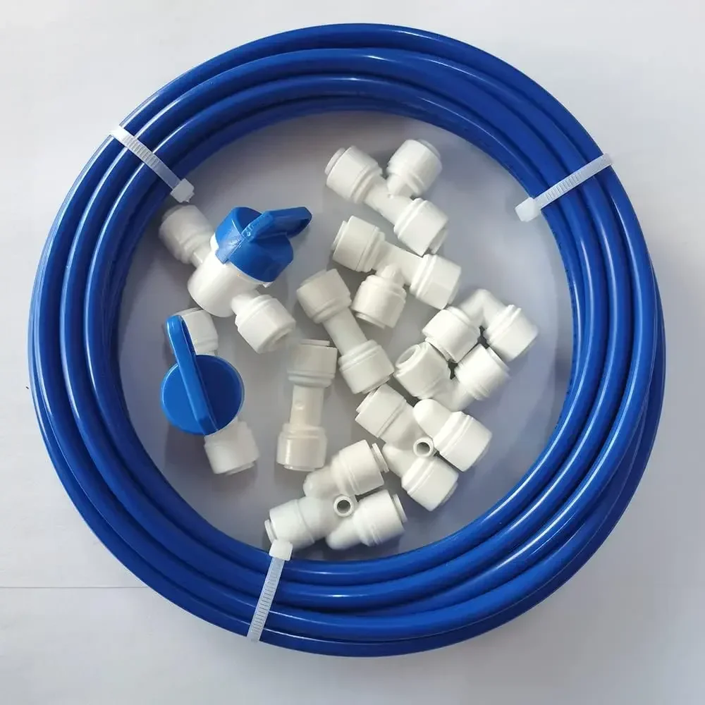 1/4 inch O.D. Length 32.8ft(10 meters) RO Water Tubing, Hose Pipe for RO Water purifiers System,+ 1/4 O.D quick connector 10pcs