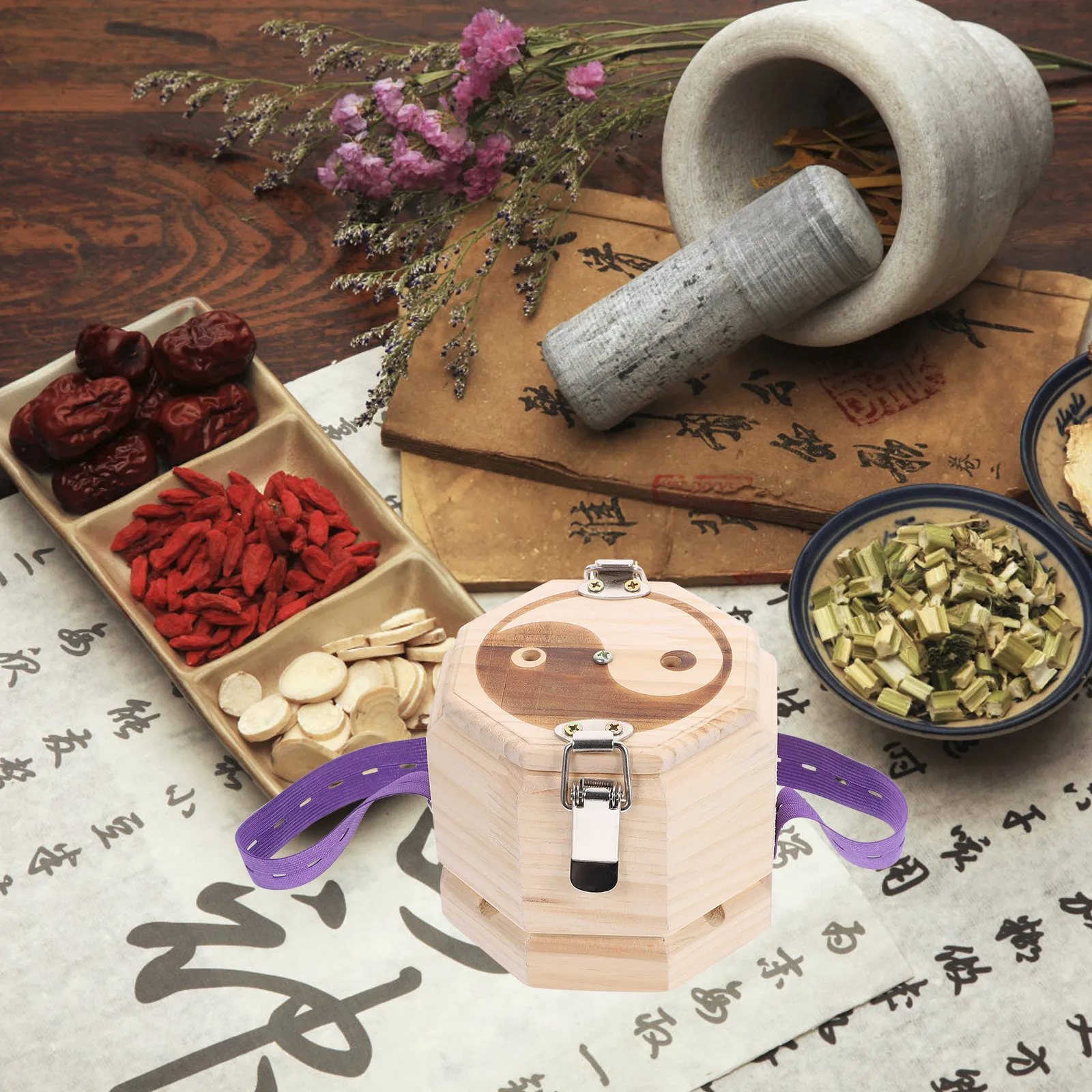 

1Pcs Wooden Moxibustion Box Double Layer Ash Filter Navel Belly Abdomen Moxa Heat Therapy Pain Fatigue Relief Moxibustion Box