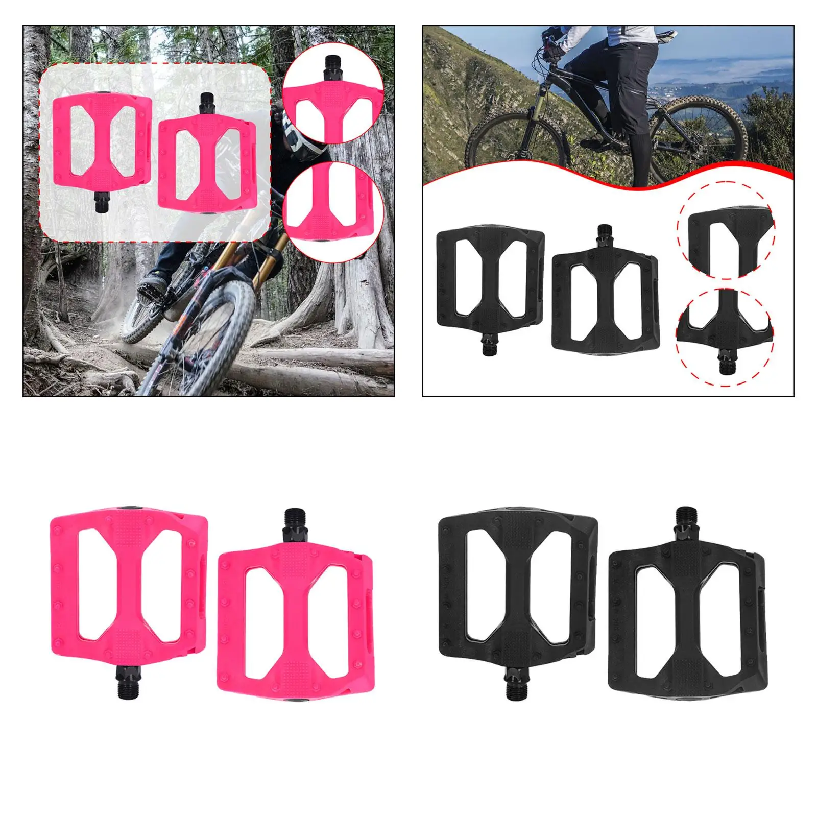 

Flat Bike Pedals with Reflectors, Nylon Material for Road And Folding Bicycles