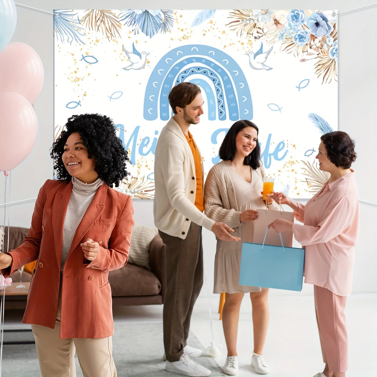 لافتة حفلات ميني تاوفي ديكو فور جينج بلاو، لافتة مينز تاوف ريجينبوجين خلفية تاوف كونفير