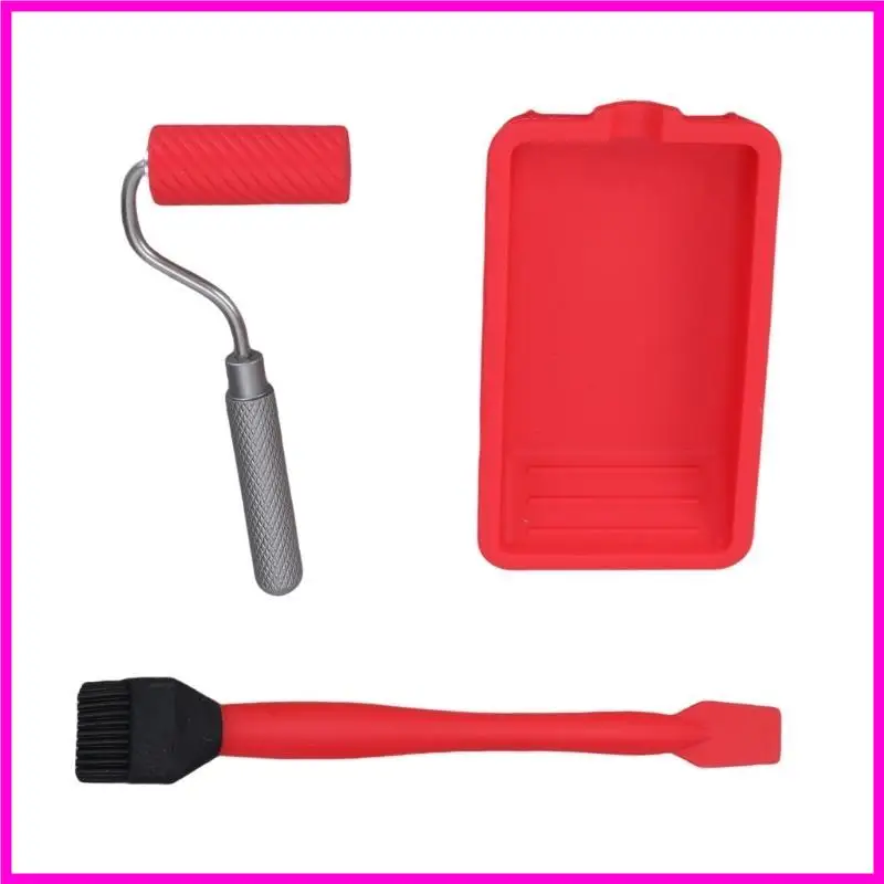 57BE Mini Silicone Paint Roller Painting Decorating Small Paint Roller Tray For Wall Painting Repair Brush Paintwork