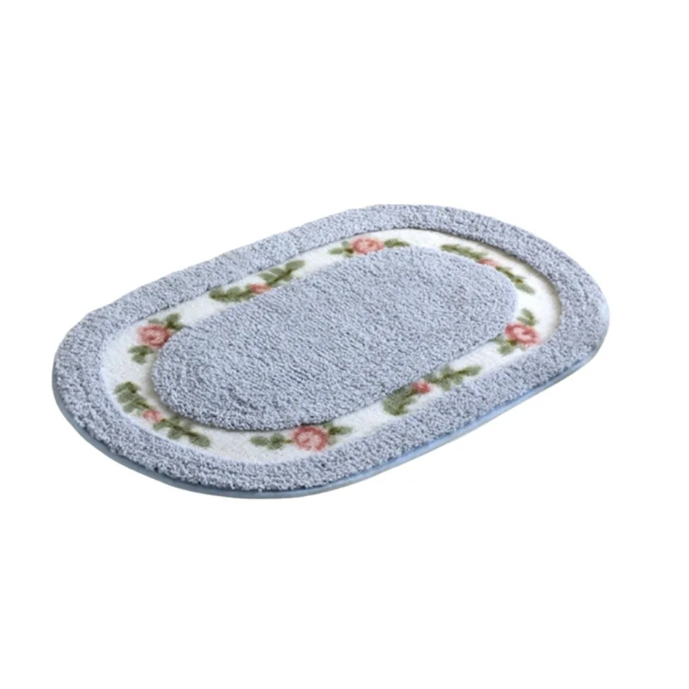 Household Fluffy Rose Pattern Door Mat Absorbent Nonslip Bath Mat Pastoral Style Thickened Floor Mat Living Room