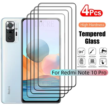 4 sztuki dla Xiaomi Redmi Note 10 Pro Glass Redmi Note 10 Pro Glass New Full Cover Glue 9H HD dla ochraniacza ekranu Redmi Note 10 Pro