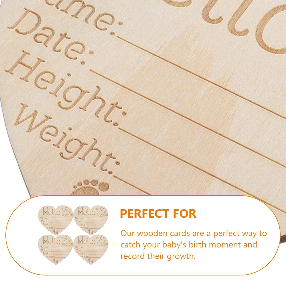 

4 Pcs Baby Nursery Decor Wooden Growth Milestone Birth Announcement Plaque Newborn