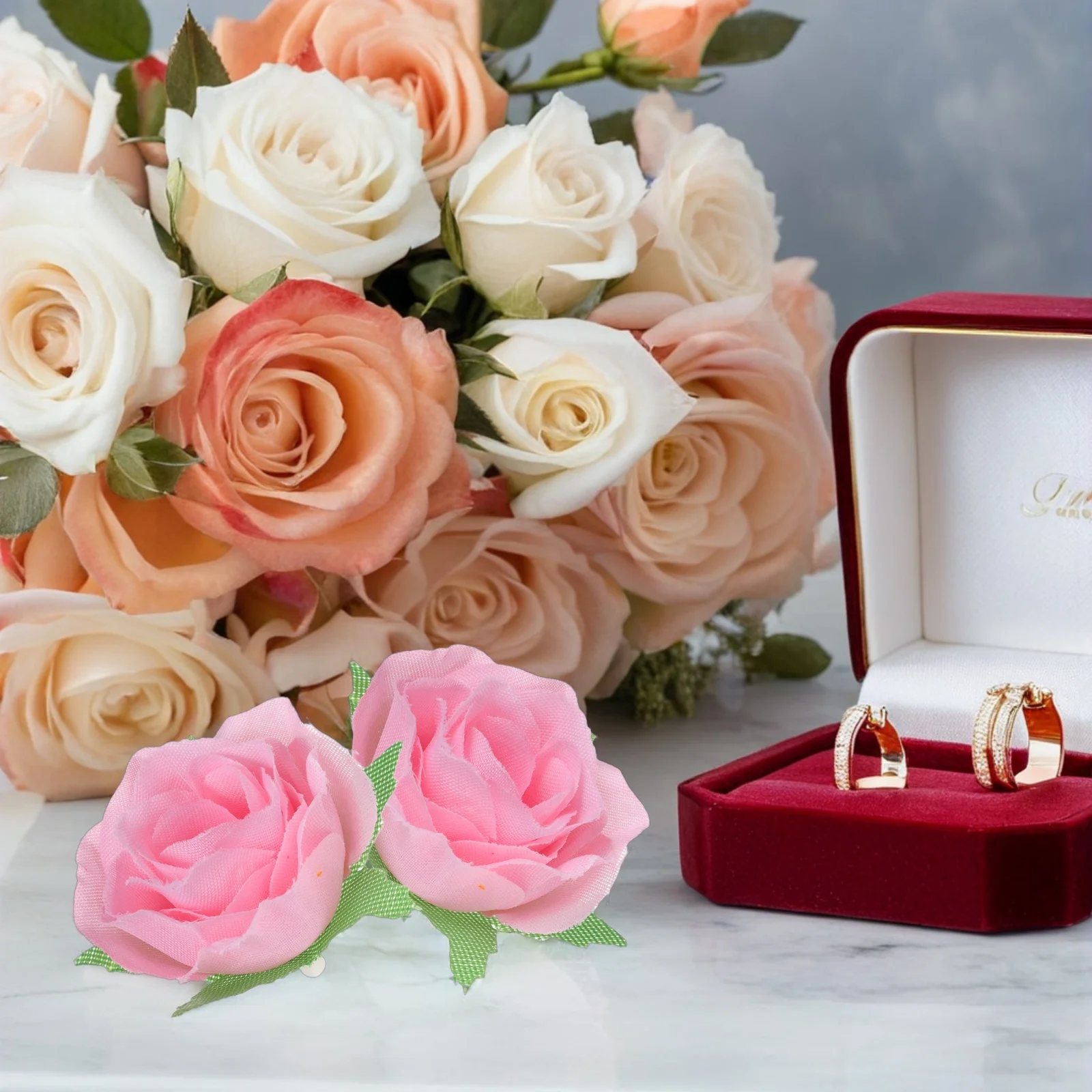 

100Pcs Artificial Rose Heads Silk Roses Fake Flowers Small Decorative Craft Wedding Bridal Shower Home Decor Supplies