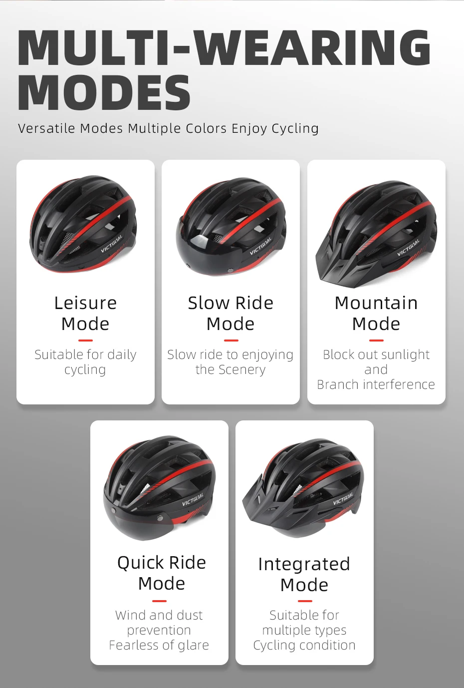 VICTGOOL Fahrradhelm für Männer Sonnenblende Goggles Radfahren Helm LED USB Licht Magnetische Linse MTB Rennrad Helme Sicherheit – Detail 14