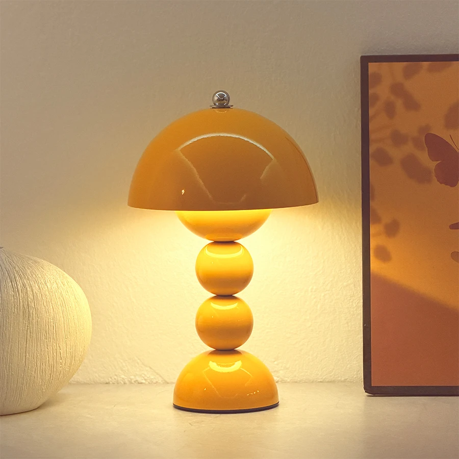 1 Stück Vintage Perlen-Pilz-Nachttischlampe, 3-Farben-Temperatur-Touch-LED-Licht, USB-betrieben, Schlafzimmerdekoration zum Verschenken – Detail 7