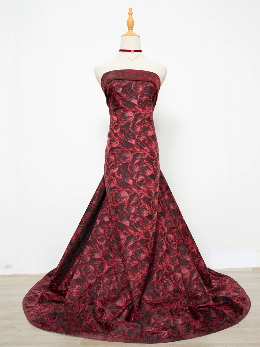 

2026 Latest African Brocade Lace Fabric Nigerian Jacquard Lace Damask Lace Fabric Sew Luxury Dresses For Women Party,5Yards 4773