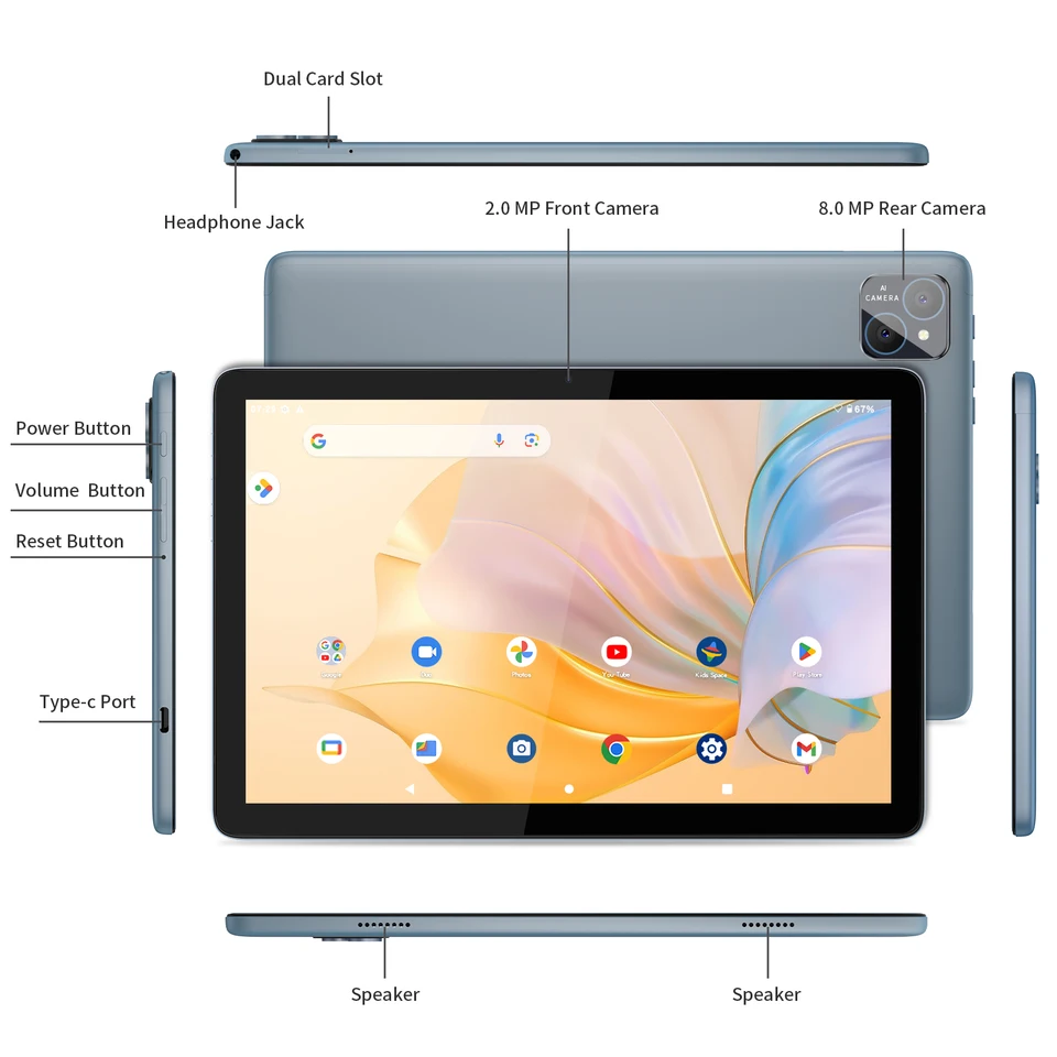 PRITOM TAB11 Android 15 タブレット 10インチ、8GB(4+4拡張) RAM +