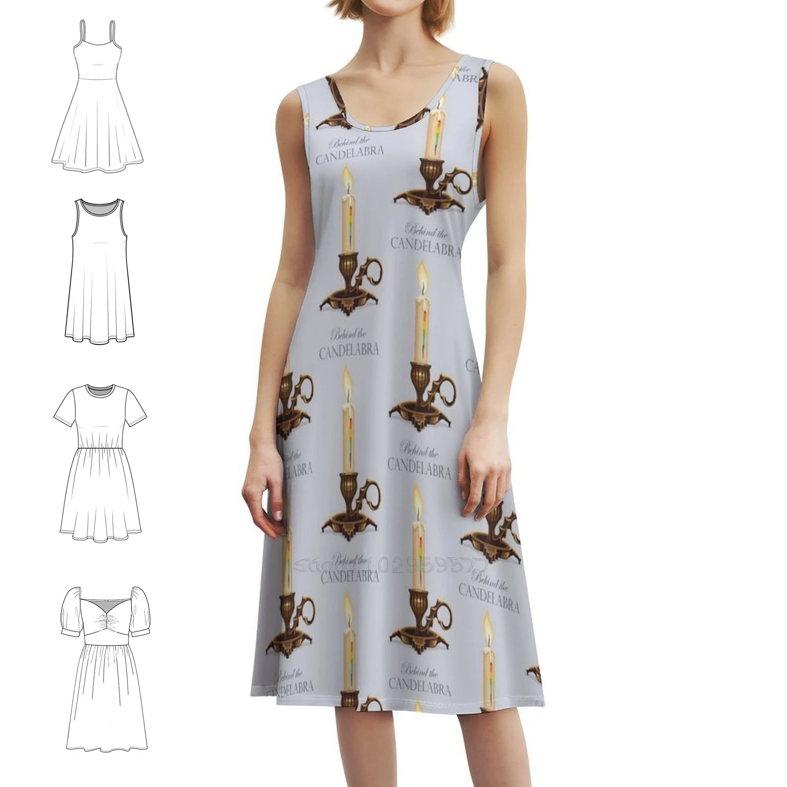 

Behind The Candelabra-Alternative Movie Poster Bohemian Sleeveless Dress For Women Print Beach Party Dresses Behind The