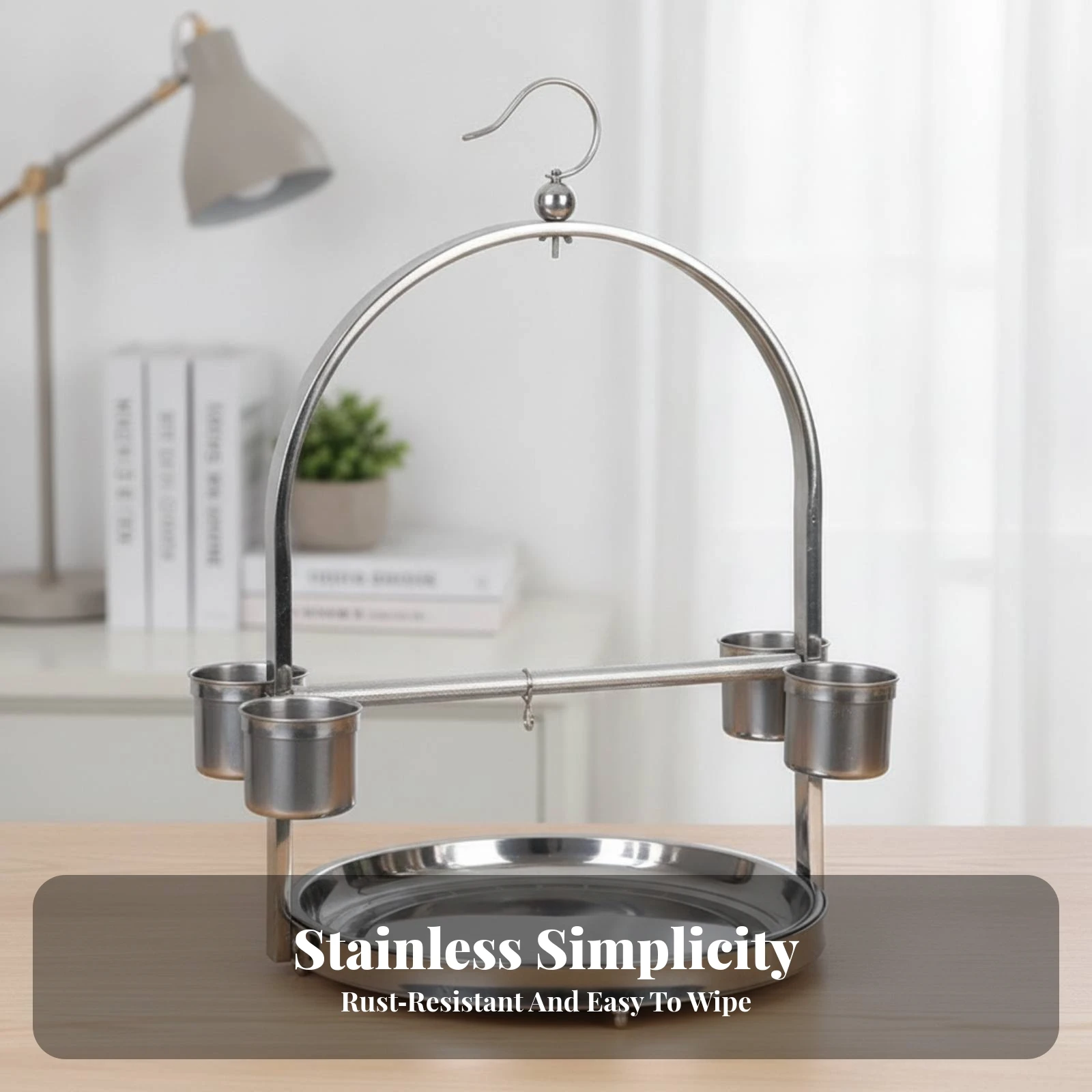 Bird Stand with Feeding Cups Stable Bird Stand with Cups Parrot Perch with Bowls Heavy Duty Pet Supply Easy to Assemble