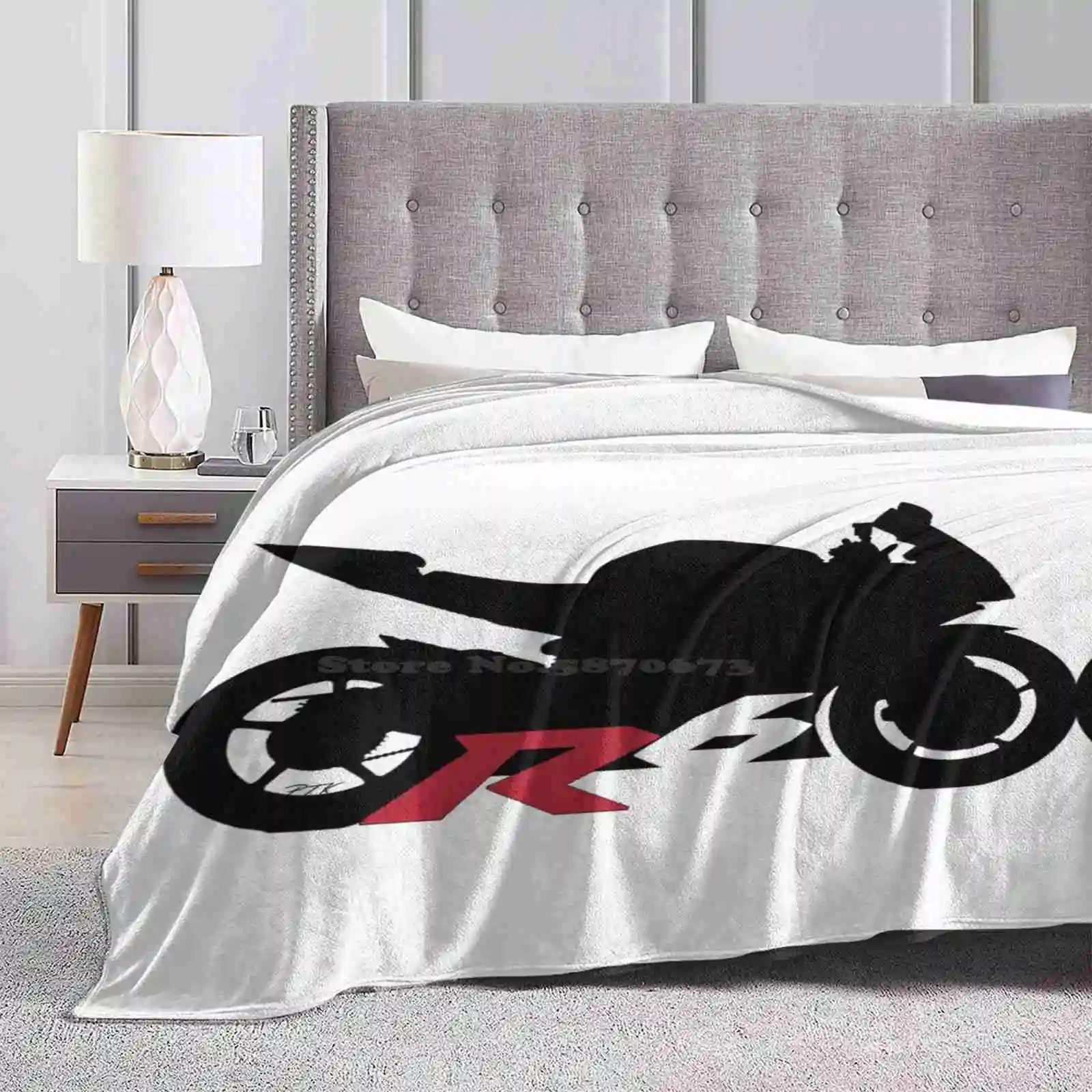 R6 Silhouette Fashion Soft Warm Throw Blanket Ptk Moto Ptk Designs Motorcycles R6 Calamari Race Team