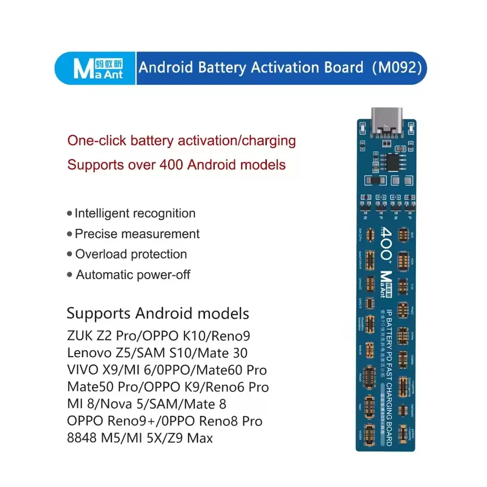 MaAnt M091/M092 Battery Repair Board For iP6-16PM/Android400+,One-Click Activation With Auto Polarity Detection&Overload Protect