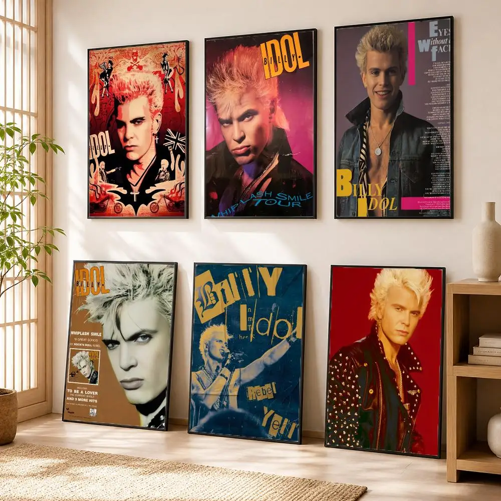 B-Billy Idol Rapper Poster Modern Home Living Bedroom Bar Hallway Waterproof Wall Art Aesthetic Decor