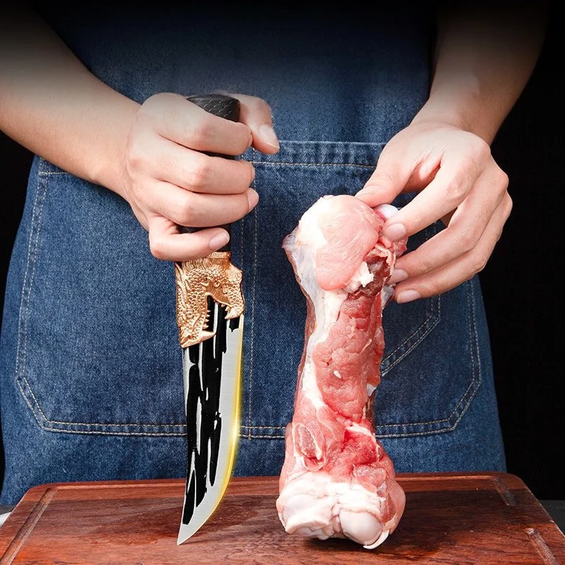 سكين مطبخ متعدد الأغراض للحوم شواء سكين الطبخ الصيد قطعة العاج سكين الفولاذ المقاوم للصدأ سكين الجزار مقبض بلاستيكي #3