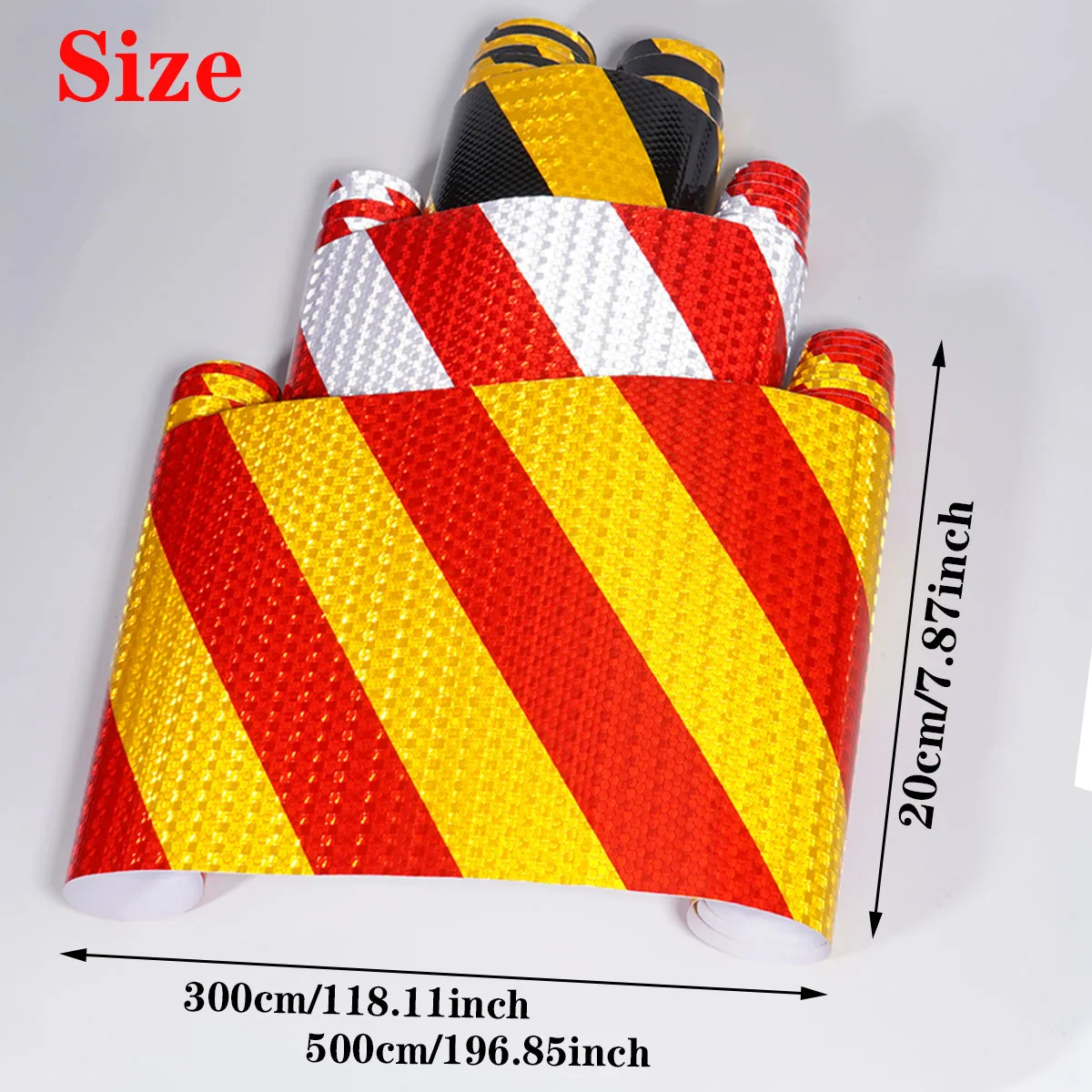 20cm Diagonal Reflective Safety Tape-High Visibility Waterproof Warning Sticker Suitable for Road Traffic Facilities/Vehicles