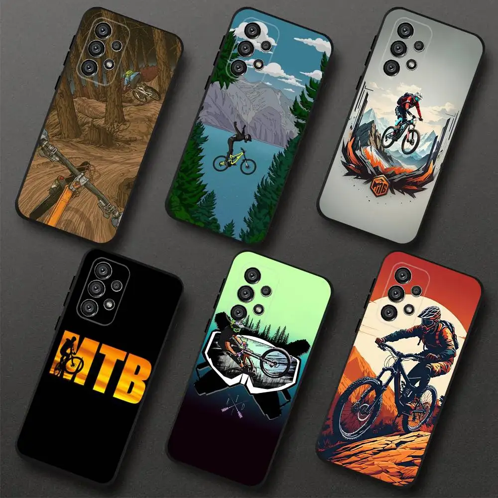 

Mountain bike MTB Phone Case For Samsung S 25,24,23,22,30,21,10,9,Ultra,Plus,Lite,FE,4,5G Black Soft Case