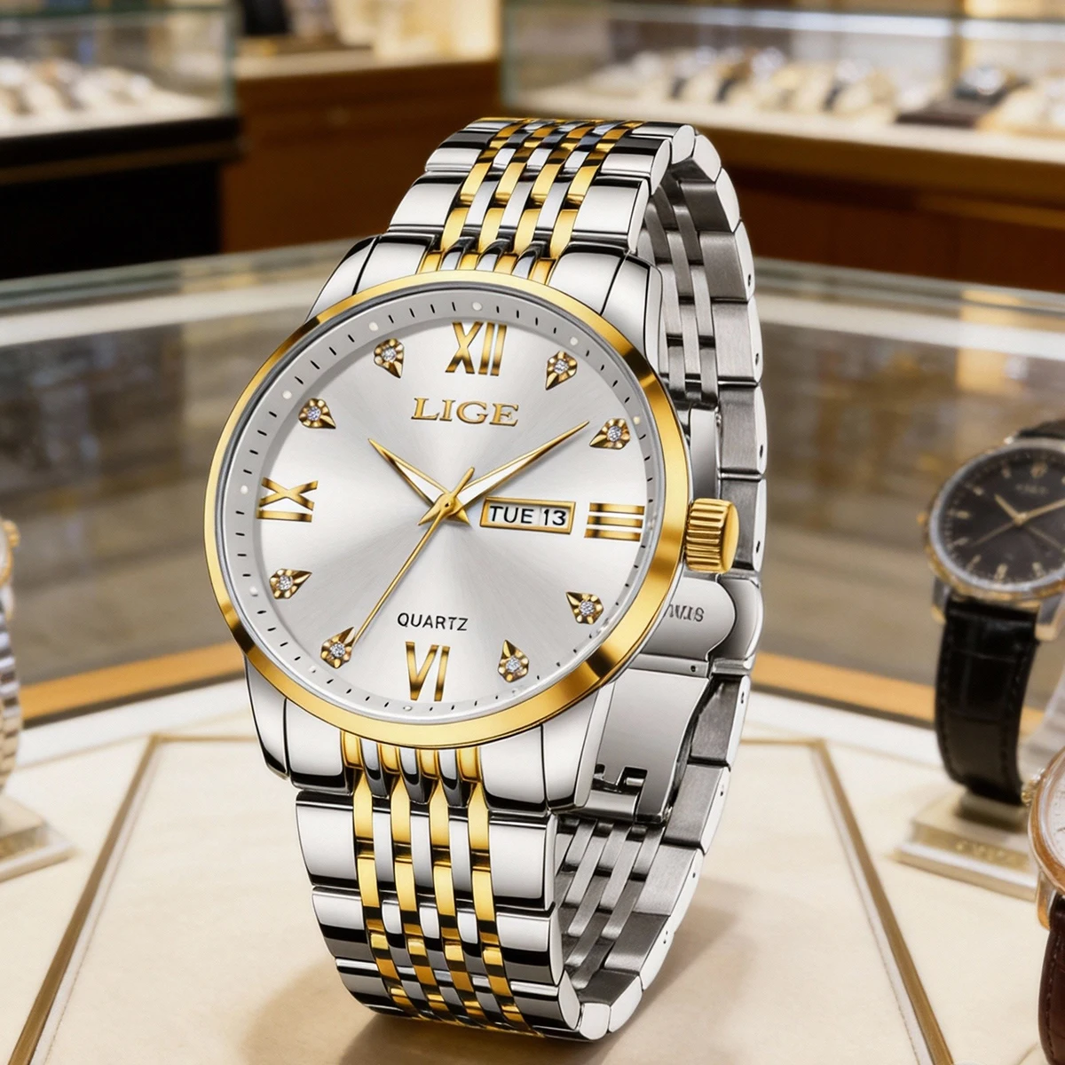 

Роскошные мужские часы LIGE, мужские часы с хронографом и датой, из нержавеющей стали, водонепроницаемые, светящиеся, спортивные, военные, мужские кварцевые часы