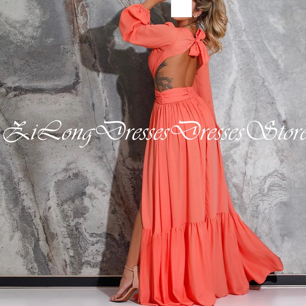 Dubai Evening Caftan Long Sleeve V-Neck Side Silt Solid Color Sashes Pleats Floor Length Straight Dresses For Formal Occasions