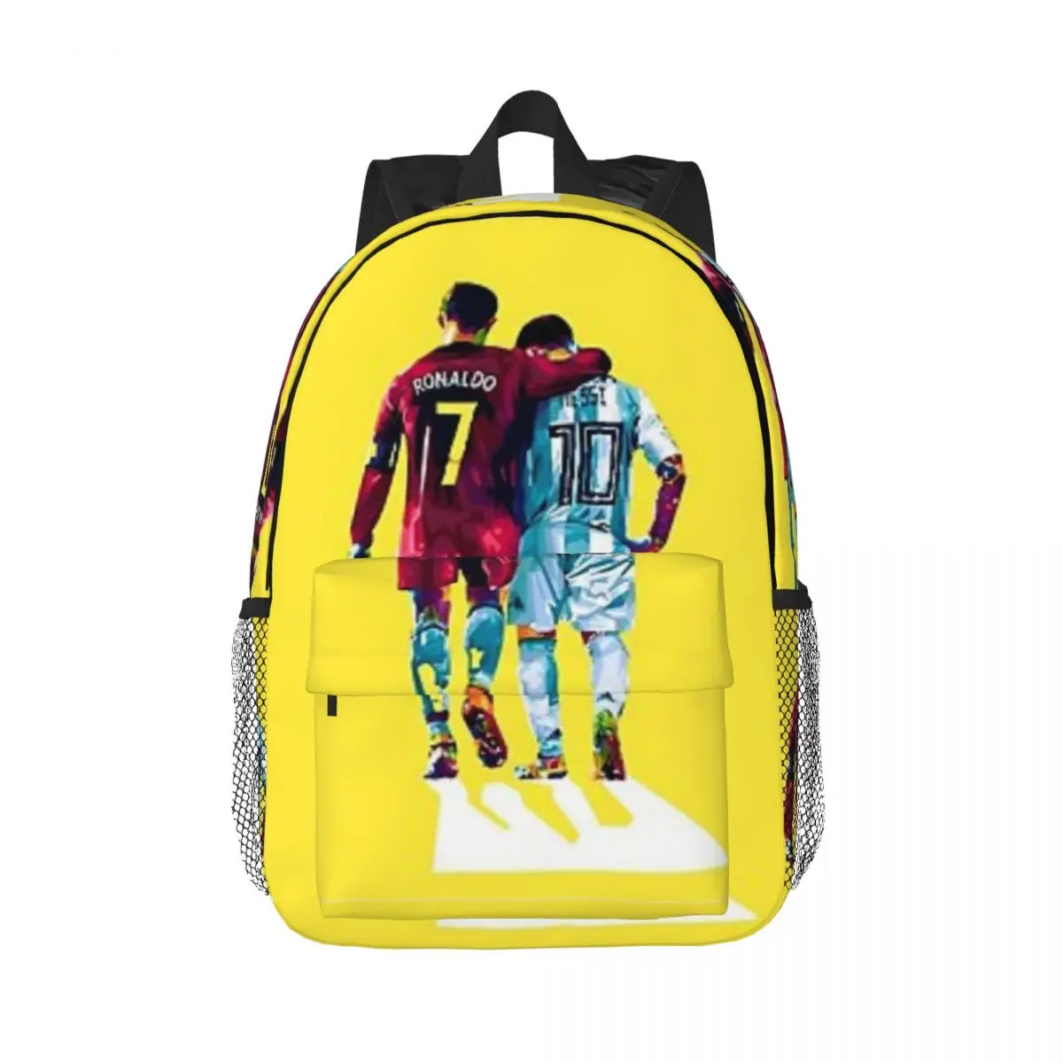 Cristiano Ronaldo y Jake Messi mochila impermeable para niñas y niños, mochila de gran capacidad para estudiantes, ligera, 15 pulgadas