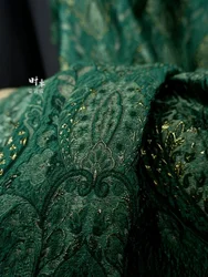 Bright Line Jacquard Fabric Polyester Material Vintage Texture Floral Embossed Coat Designer Diy Sewing Fabrics By Meter
