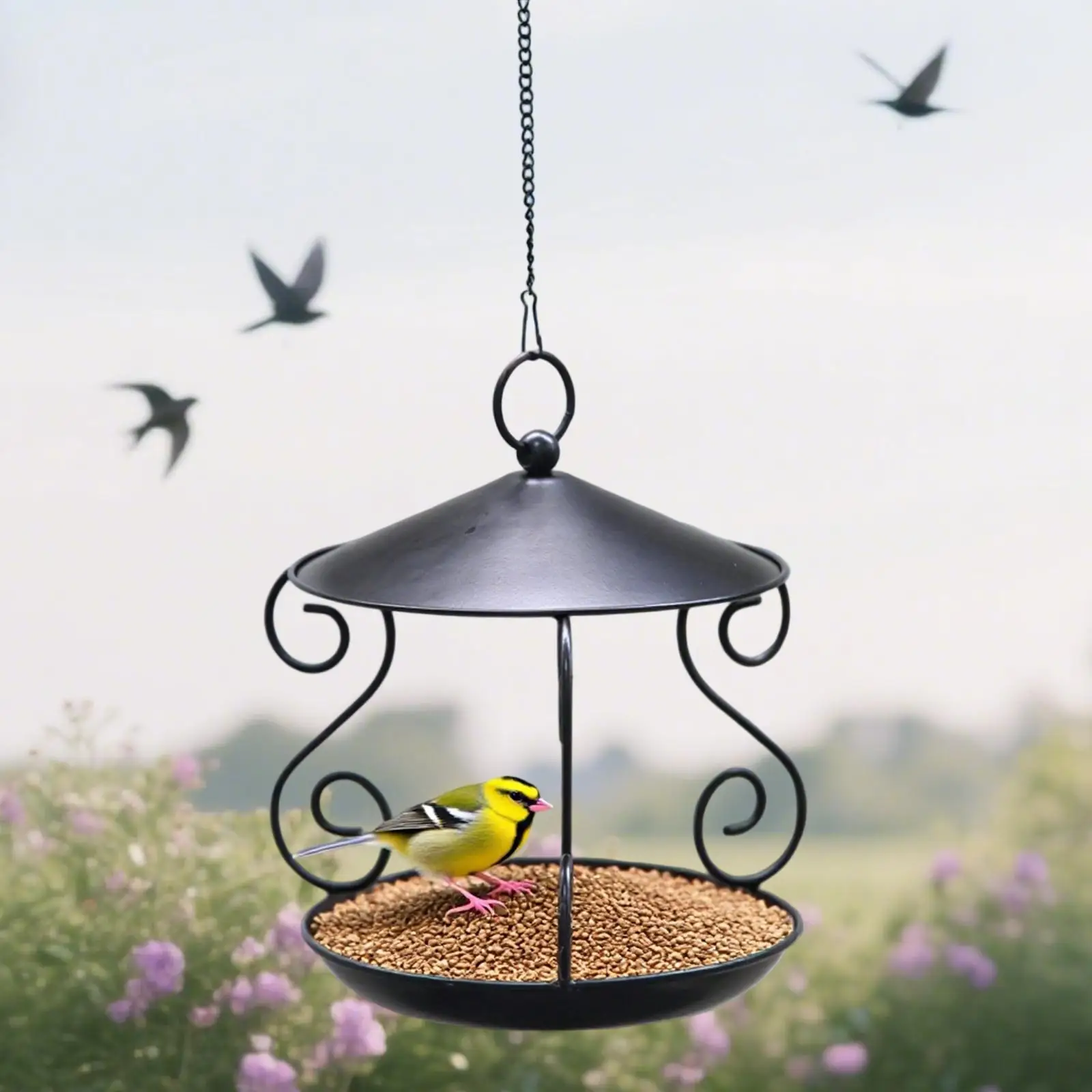 

Outdoor Iron Hummingbirds Feeder Bird Feeding Decor Easy Clean Bird Water Bowl
