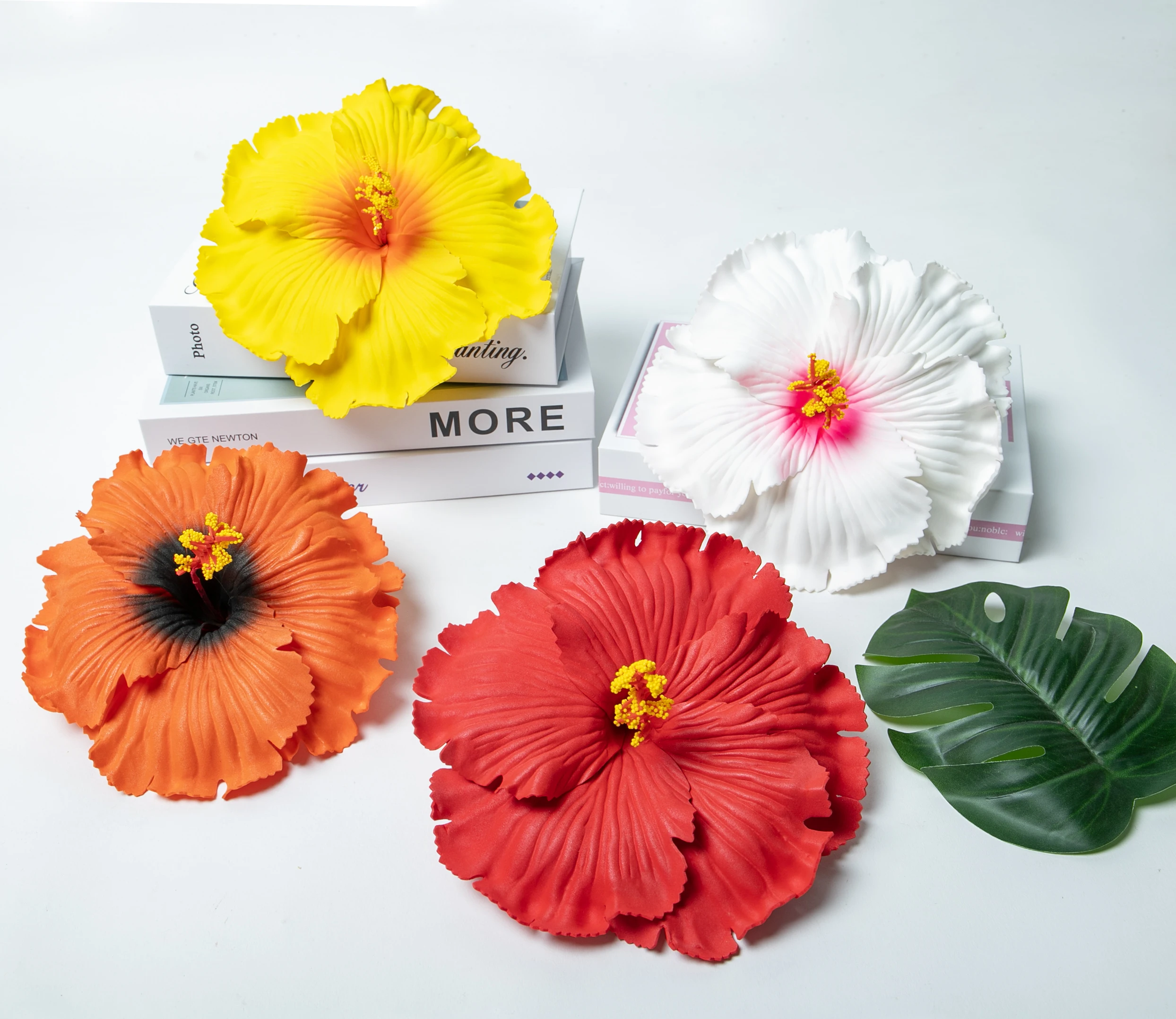 10PCS Artificial  Foam 18CM Hibiscus Hawaiian Ear Flower Hair Pick for Wedding Anniversary & Engagement Decorations
