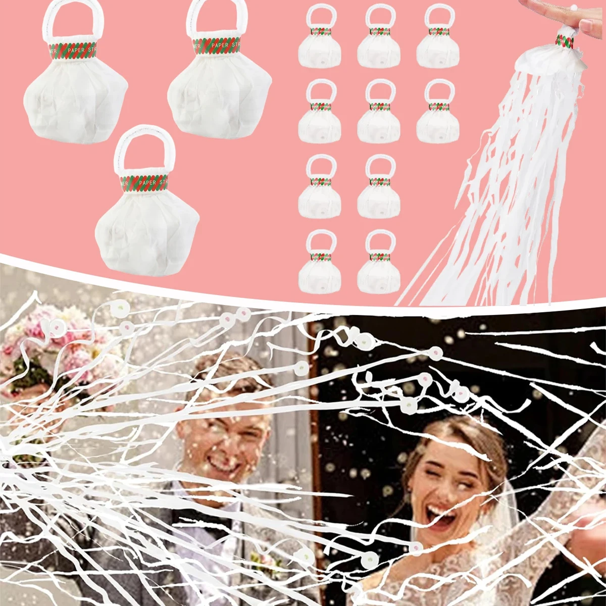 10 Stück Romantische Weiße Handwurf-Konfetti - Konfetti-Knaller für Hochzeiten, Geburtstagsfeiern – Detail 3