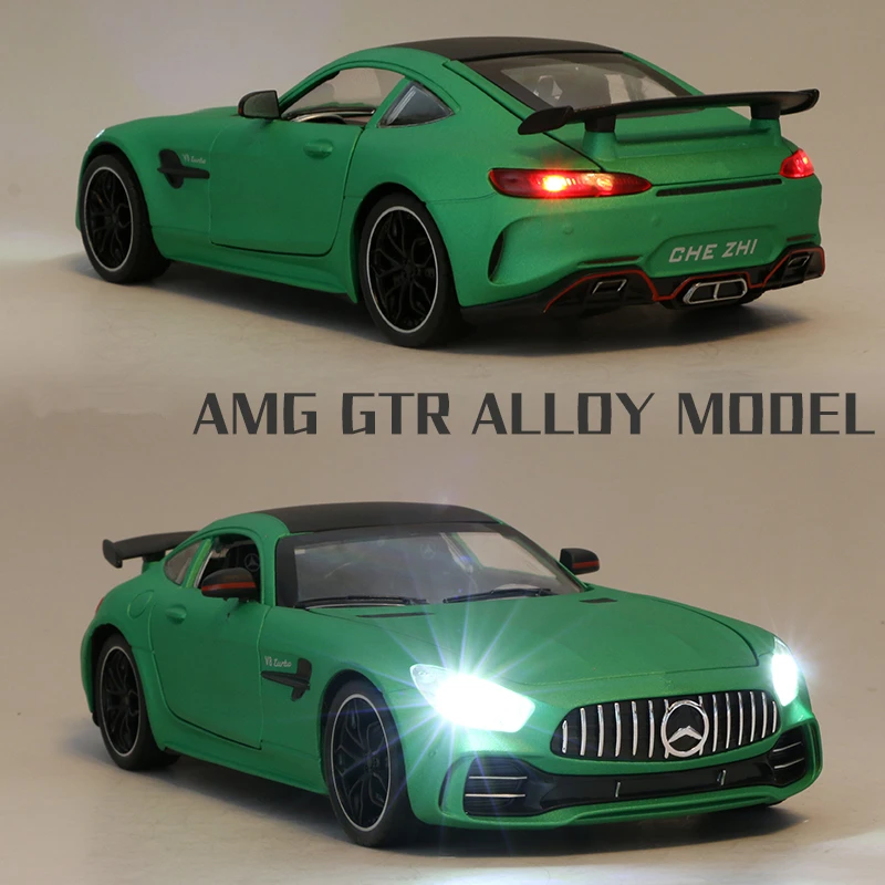 AMG-GTR GT سيارة رياضية نموذج سبيكة ، ديكاست ولعبة سيارة ، لعبة معدنية ، مجموعة نموذج سيارة ، ضوء الصوت ، هدية محاكاة ، 1:24