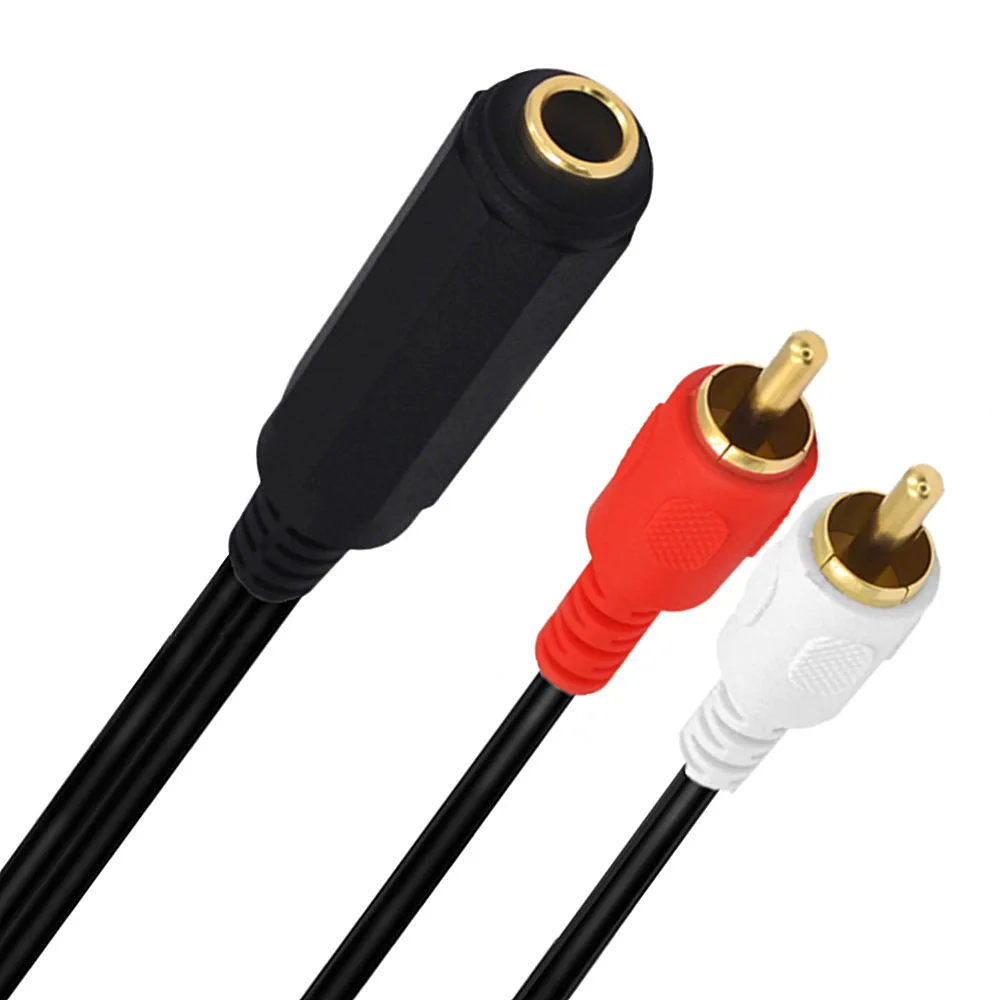 2RCA To 6.35mm 6.35 mm Female Accessory RCA Jack Splitter Cord for HiFi Stereo Aux Cable Audio Amplifier mixer speaker Recorder