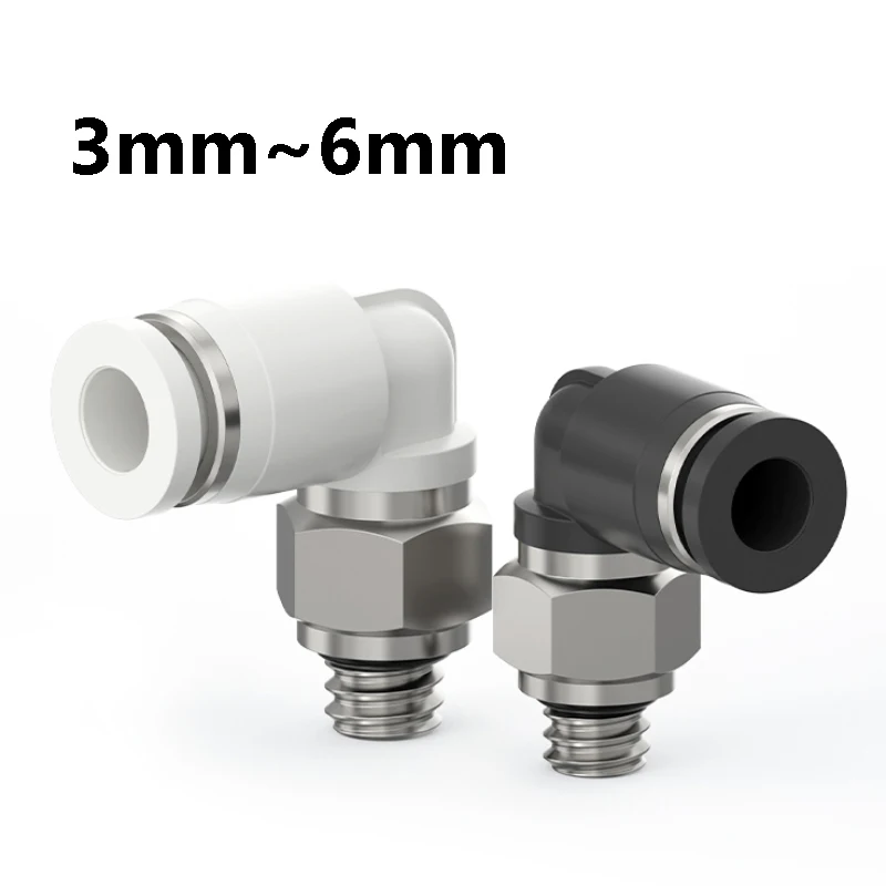 3mm 4mm 5mm 6mm Mini Pneumatic Quick Connector Male Thread Push To Connect Elbow Joint Tube Air Connector Pipe
