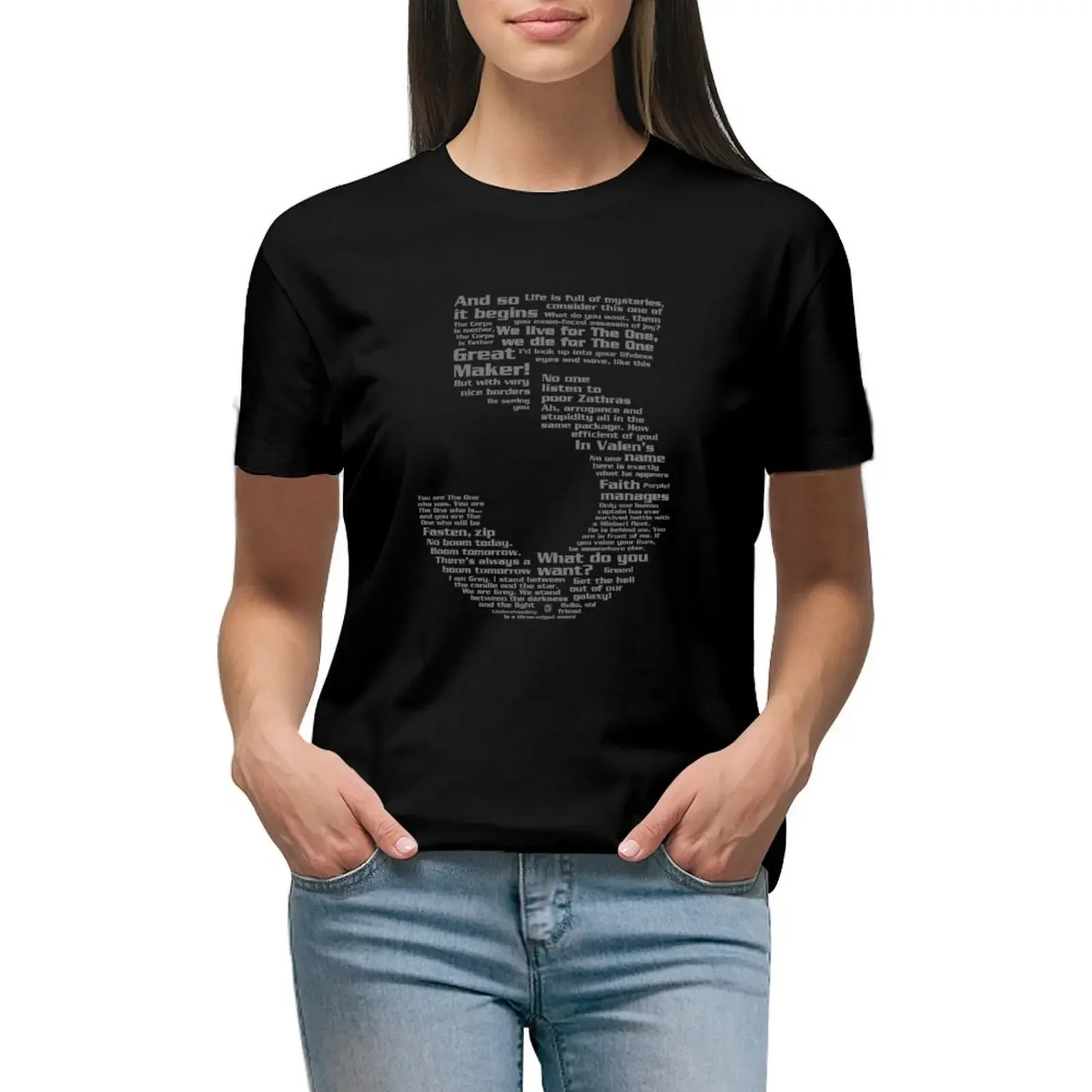 Babylon 5 Quotes - Grey T-Shirt plus sizes vintage hippie clothes tops for Women