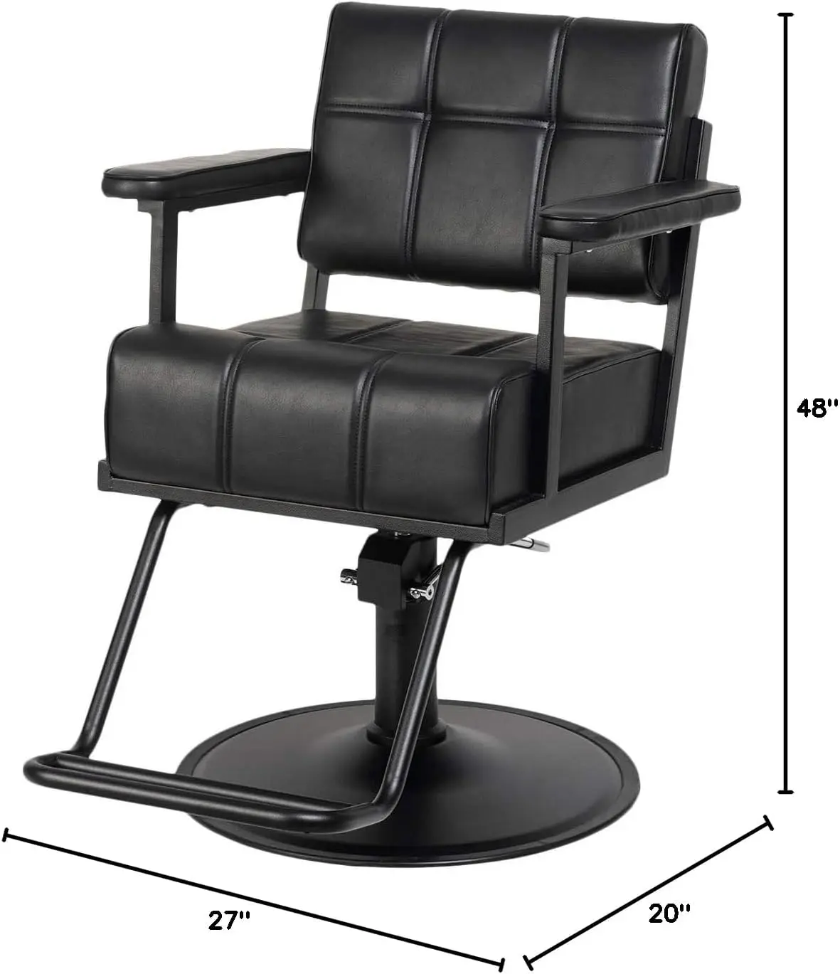 Buy-Rite Obsidian Styling Chair for Professional Salons and Spas, All-Black Modern Hair Stylist Chair - Extra-Wide Seat, Lower