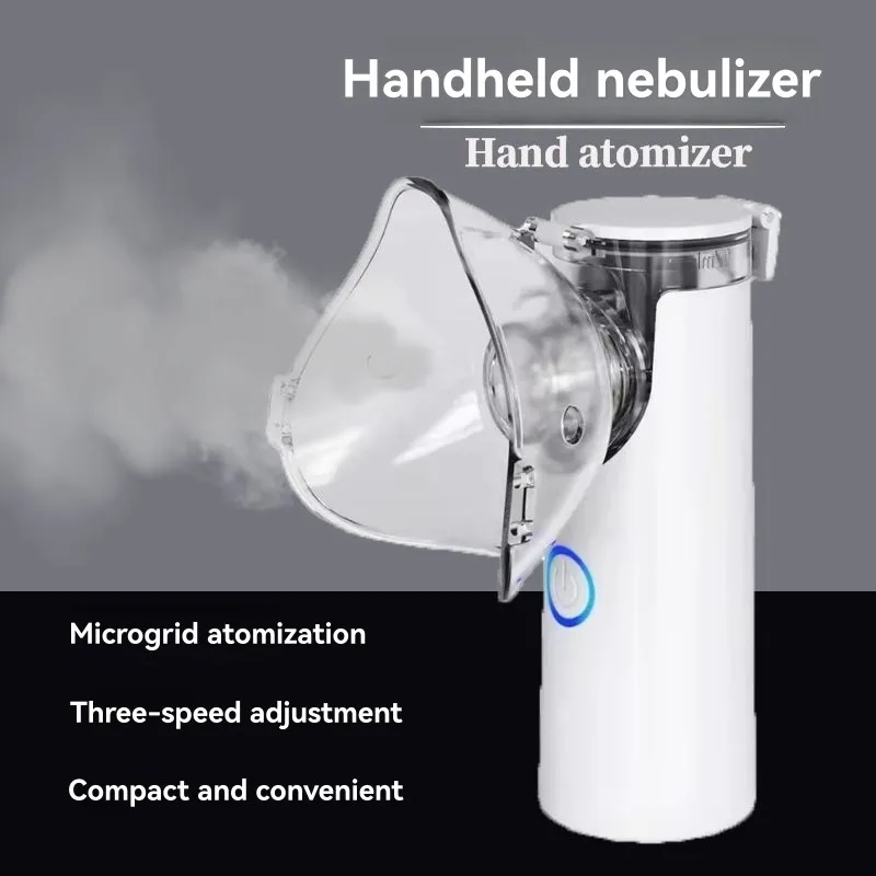Nebulizador de malla ultrasónico de mano compacto, máquina portátil para uso doméstico, Compatible con el hogar, diseño de máscara pequeña
