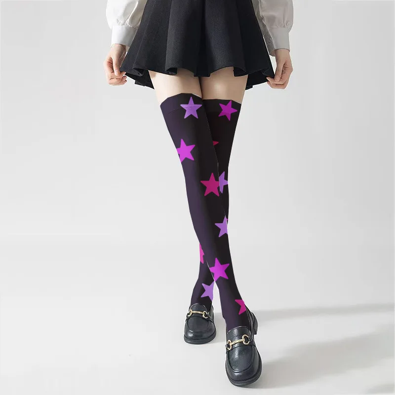 2025, Halloween-Accessoires, Lolita-bedruckte Overknee-Socken mit langem Bein, gepaart mit hochgeschlossenen Röcken für Mädchen, süße Strumpfhosen, COS-Unterseite
