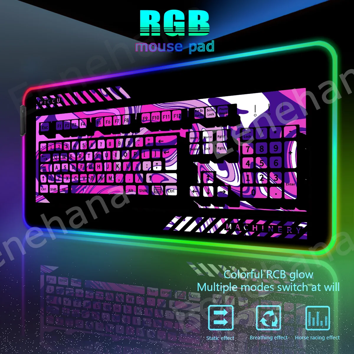 

RGB Liquid Design Коврик для мыши HD Art Fluid Механическая клавиатура Большой коврик для игрового стола для ПК Аксессуары Светодиодный удлиненный коврик для компьютера Xxl