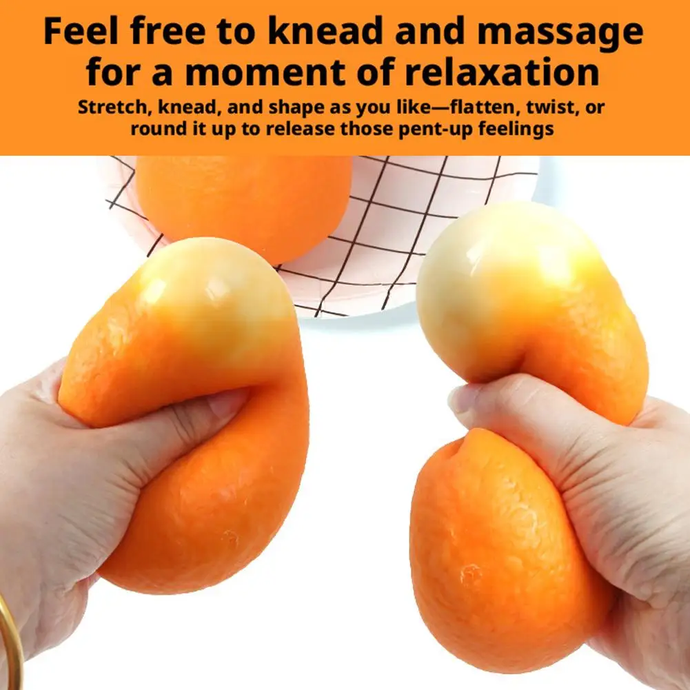 Realistic Orange Squeeze Toy, Creative Simulation Fruit Squishy, Funny Stress Relief Sensory Fidget for Kids Adults, Prank Gift - view 2
