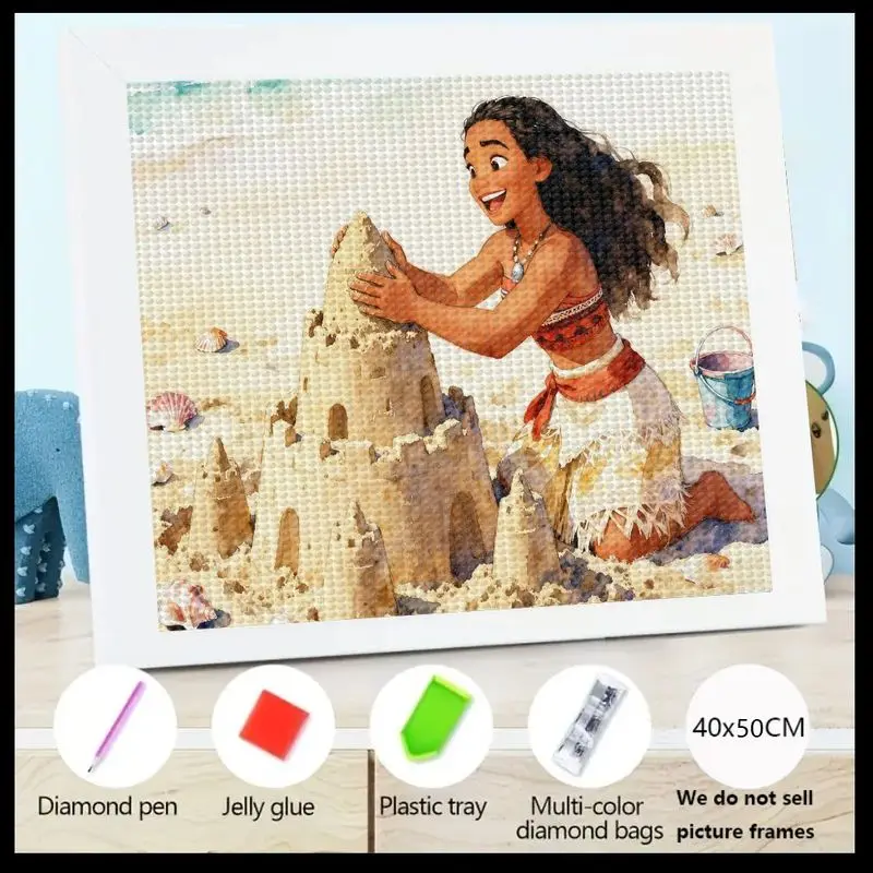 

1 шт., набор 5D алмазной живописи в стиле принцессы Диснея Моаны, сделай сам, полное дрель, художественное ремесло с драгоценными камнями для взрослых и детей, пляжная сцена Sandcast