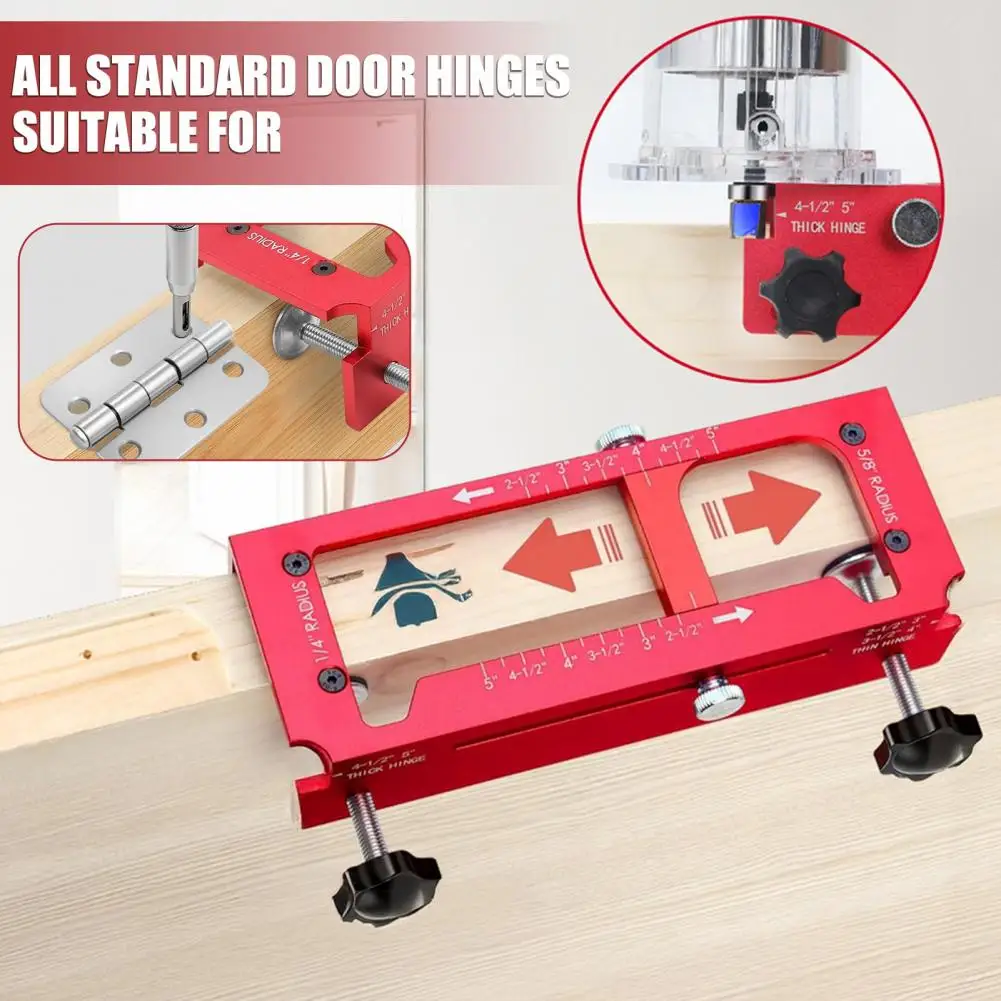 

Приспособление для разметки отверстий под дверные петли с самоцентрирующимся сверлом, двусторонним отверточным битом и усиленным зажимом для дверных петель