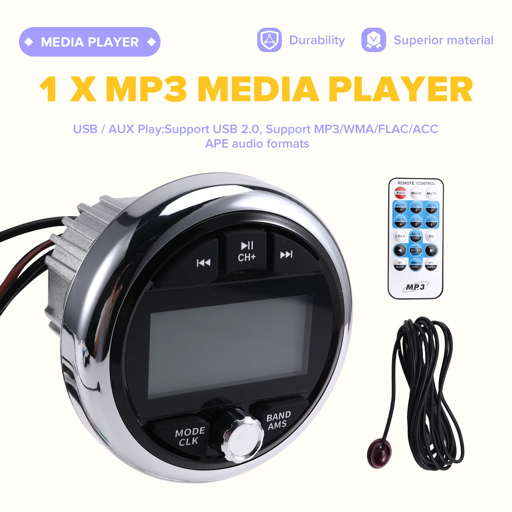 

Для UTV ATV RZR Совместимая моторная лодка Яхта Лодка Радио MP3 Медиаплеер Морская стерео Bluetooth AUX FM/AM Приемник