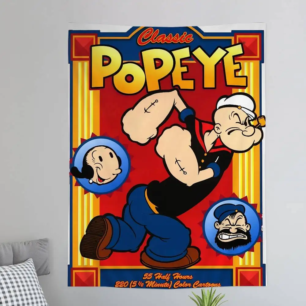 P-Popeye S The Sailor S Cartoon Tapestry Art Science Fiction Room Home Decor Wall Hanging Home Decor