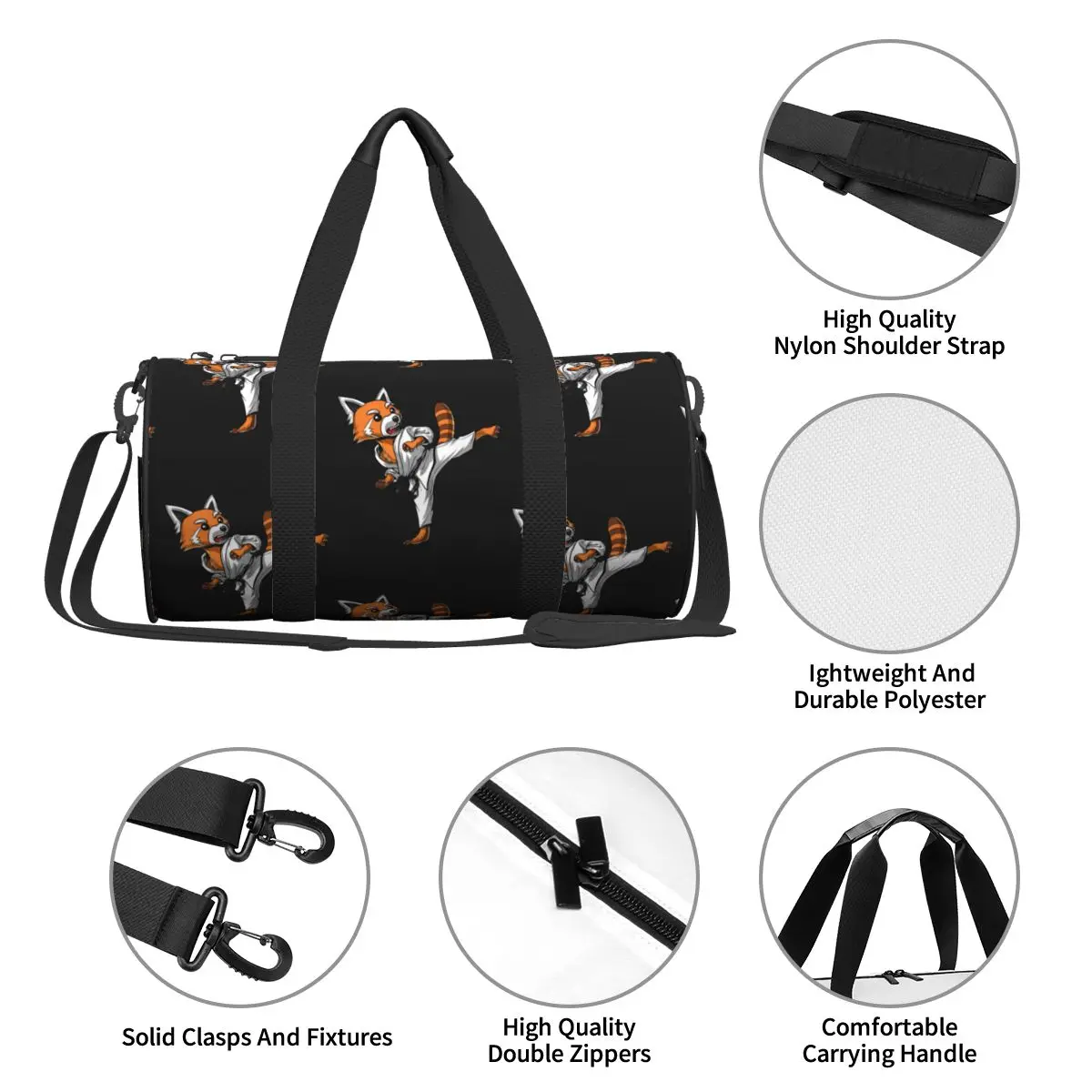 Red Panda Bear Karate Gym Bag Martial Arts Combat Sports Swimming Sports Bags Men Large Novelty Fitness Bag Outdoor Handbags
