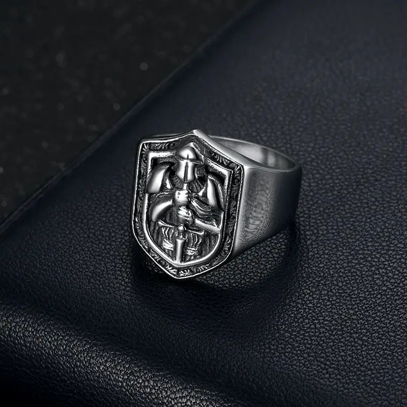 Titanium Steel Templar Quest Men's Ring