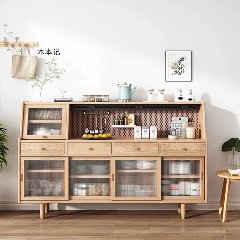 ZJapanese Solid Wood Sideboards PE Rattan Living Room Chest Of Drawers Kitchen Cabinets Storage Shelf Furniture Comedor FYSBZ